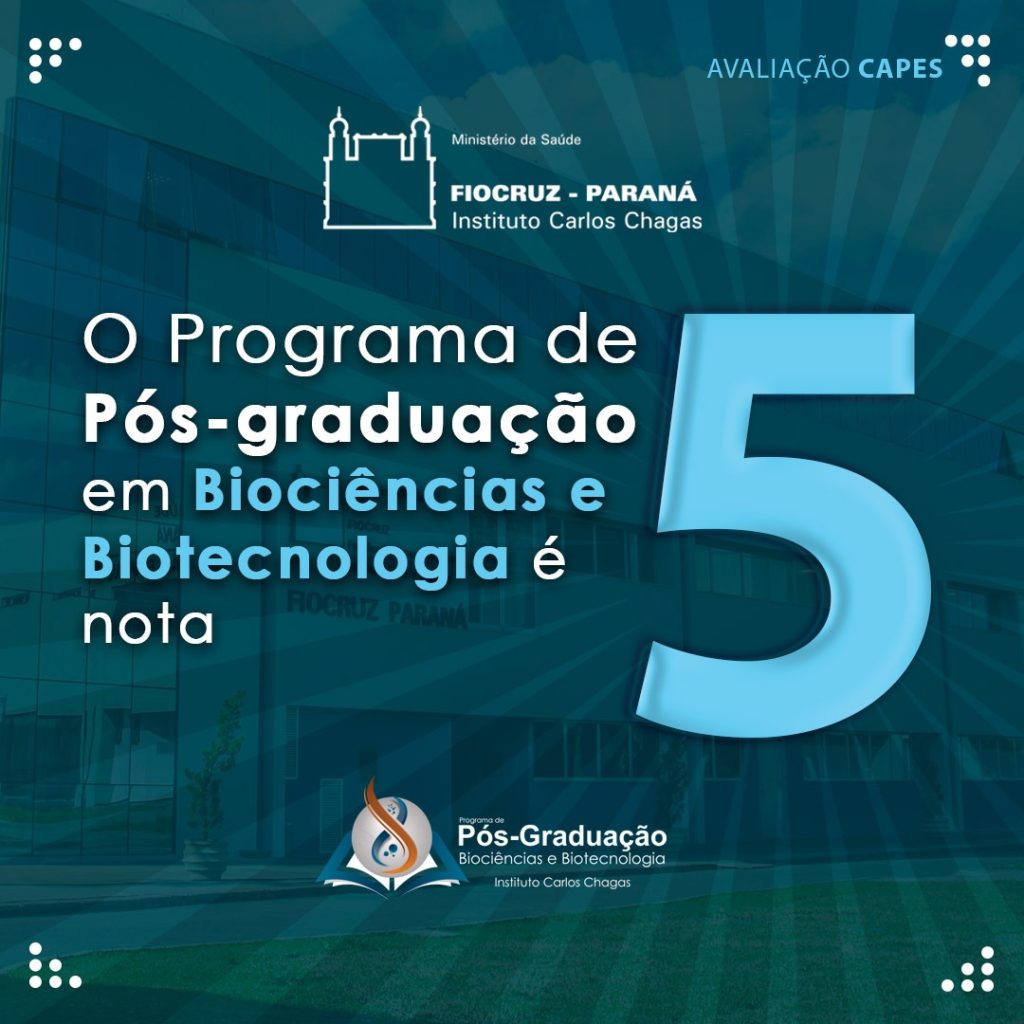 Os cursos do Programa de Pós-Graduação em Biociências e Biotecnologia (PPGBB), do Instituto Carlos Chagas (ICC-Fiocruz Paraná), receberam nota 5 pela Avaliação Quadrienal 2017/2020 divulgada nesta quarta-feira, 14, pela Coordenação de Aperfeiçoamento de Pessoal de Nível Superior (Capes), do Ministério da Educação (MEC). A pontuação confere aos cursos de mestrado e doutorado o conceito de Muito Bom.